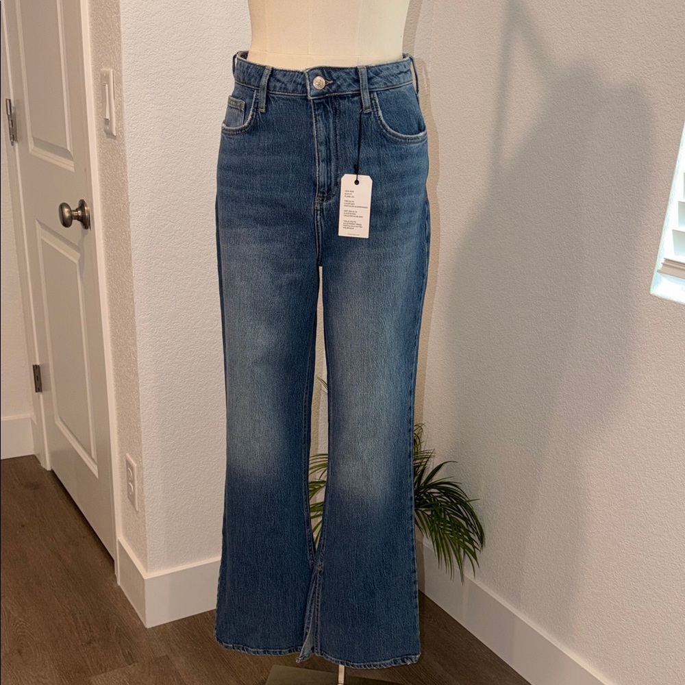 Classic Blue split hem Women's Jeans